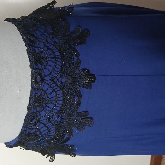 Blue sparkling lace top skirt size small - Picture 2 of 13